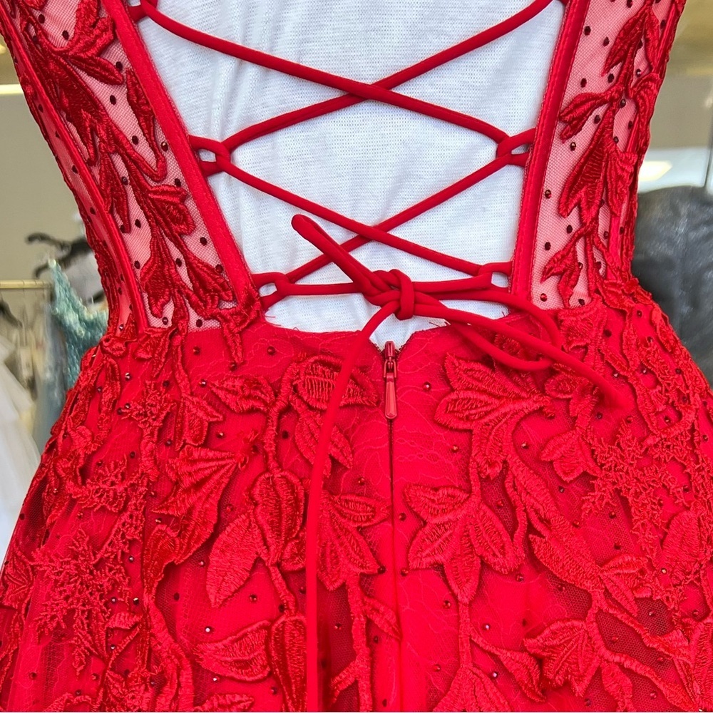 SHERRI HILL RED STRAPLESS CORSET A-LINE PROM DRESS 55760 SIZE 6 NWT PROM - Picture 8 of 12